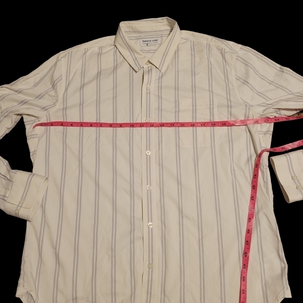 Tommy John The Go Anywhere Un-Tucked Shirt Men's Size XL Long Sleeves Stripes - Picture 9 of 9